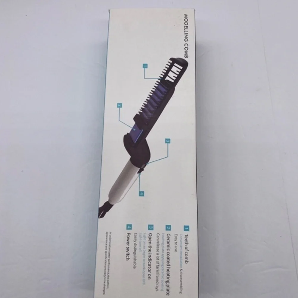 Electronic Hair Iron Modelling Comb Ceramic Coated Heated Brush Styling Beard